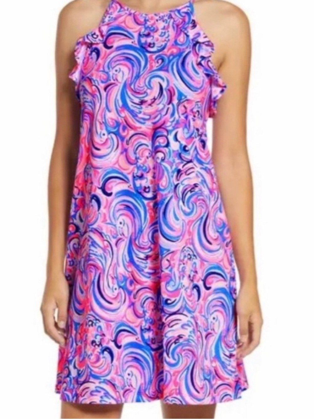 Lilly Pulitzer Raz Berry Flamingoals Billie Halter Shift Dress, Size XL